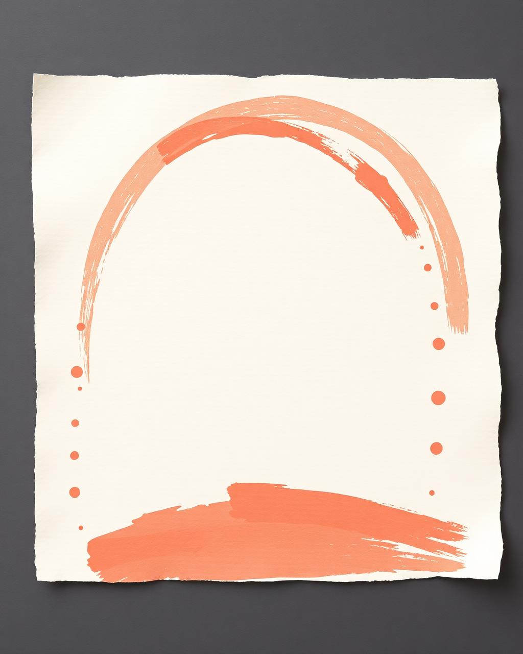 Abstract terracotta brushstroke arches on paper