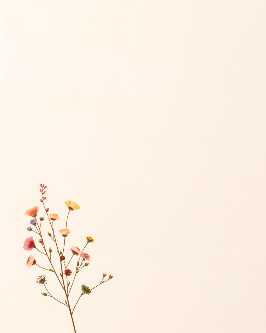 Delicate wildflower stems in the lower corner