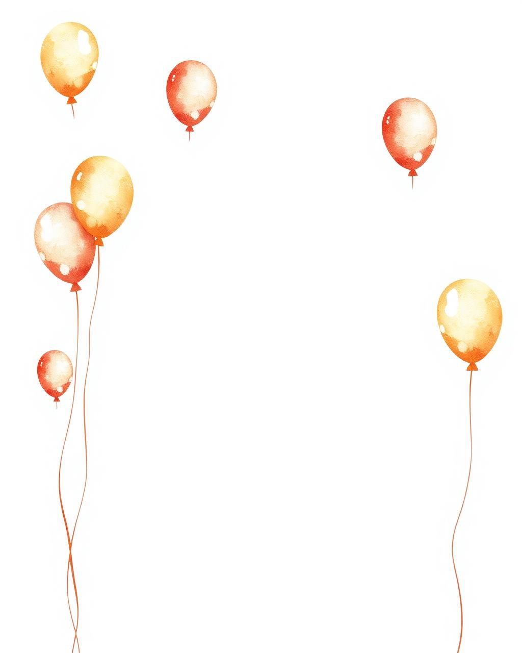 Watercolor balloons drifting across cream paper